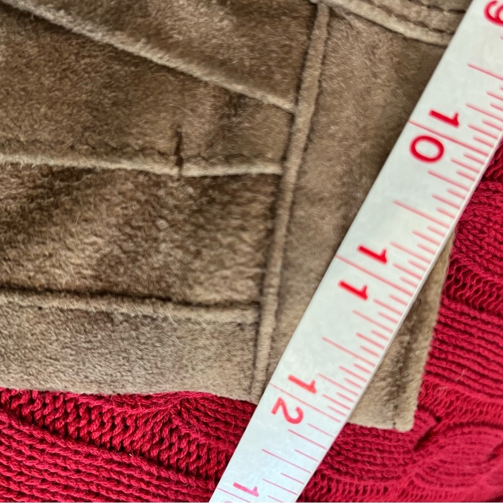Vintage‎ Vegan Suede Pants Mocha Brown Sz 24" Pleated Waist High Rise Leather - Picture 6 of 11